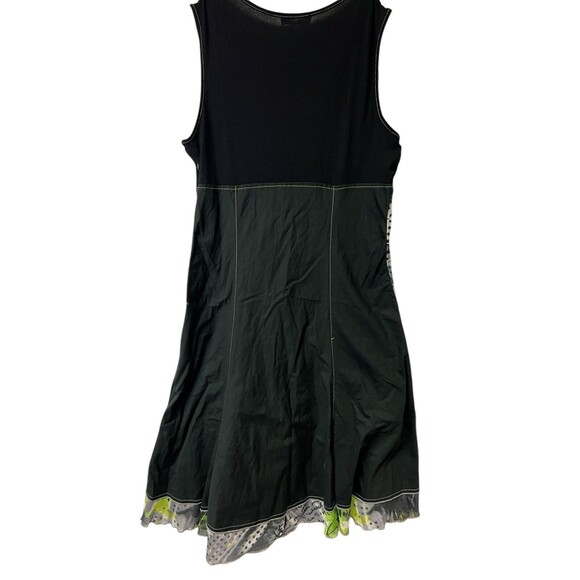 Vintage CACHE Y2K Black Green Graphic Asymmetrical Dress Goth Indie Grunge 40 - Picture 6 of 14